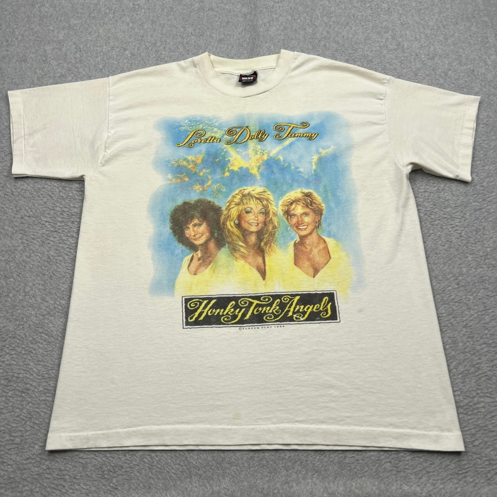 VTG 1994 Honky Tonk Angels Shirt Mens XL White Dolly Parton Loretta Tammy USA